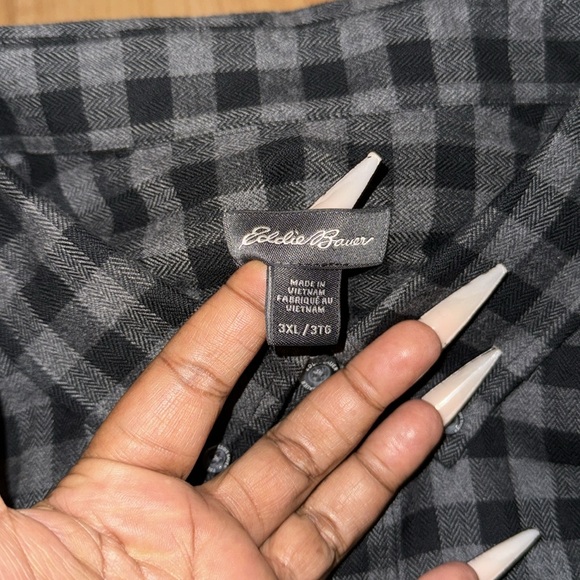 🩶🖤EDDIE BOWER PLAID BUTTON DOWN LONG SLEEVE SHIRT 👕🌓🆕 NEW WITHOUT TAGS 🏷️ - Picture 6 of 6